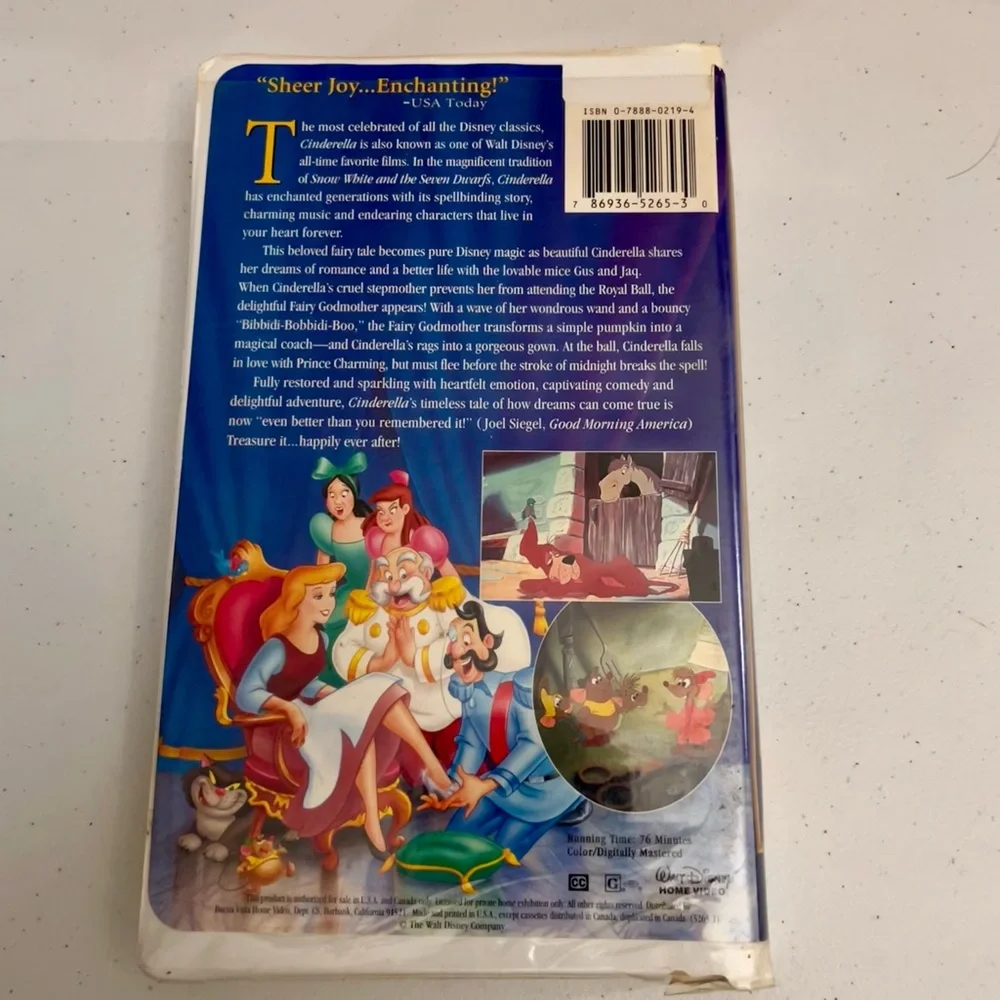 Disney’s Masterpiece Collection Cinderella VHS Movie 5265
